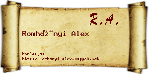 Romhányi Alex névjegykártya