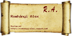 Romhányi Alex névjegykártya